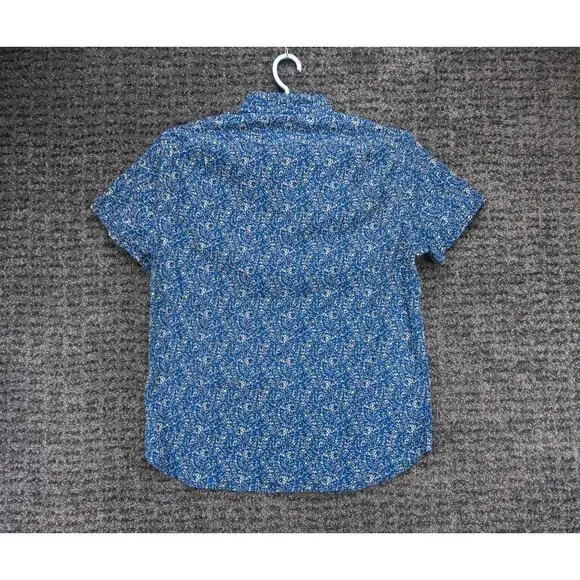 J Crew Shirt Mens Large Blue Floral Print Slim Stretch Short Sleeve Beach Casual - Picture 7 of 7